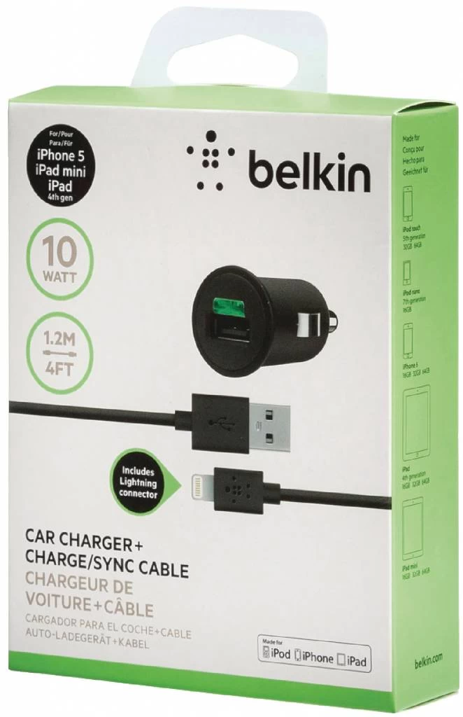 Belkin Belkin 2.1A Car Charger + Lightning ChargeSync Cable For IPhone 5 - Black - Afbeelding 6