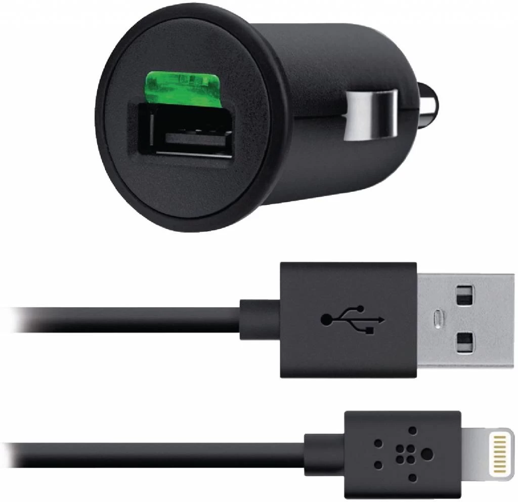 Belkin Belkin 2.1A Car Charger + Lightning ChargeSync Cable For IPhone 5 - Black