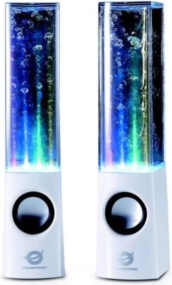 Conceptronic Conceptronic CLLDWASPKW Dancing Water LED Speakers - White