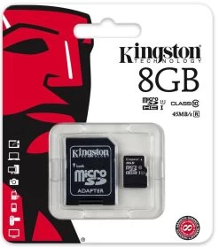 Kingston Kingston MicroSDHC 8GB Geheugenkaart + Adapter - Class 10