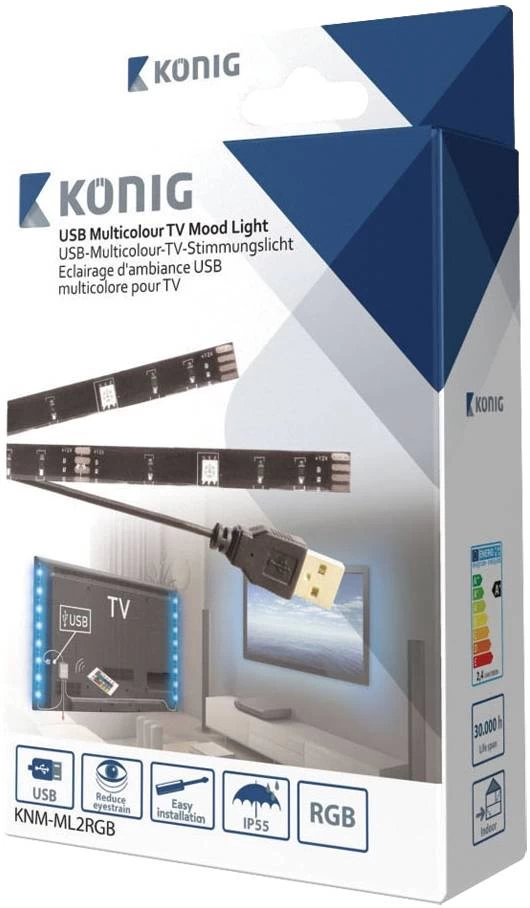 Konig Konig USB LED TV-strip 2-set 50 CM - RGB Met Afstandbediening - Afbeelding 4