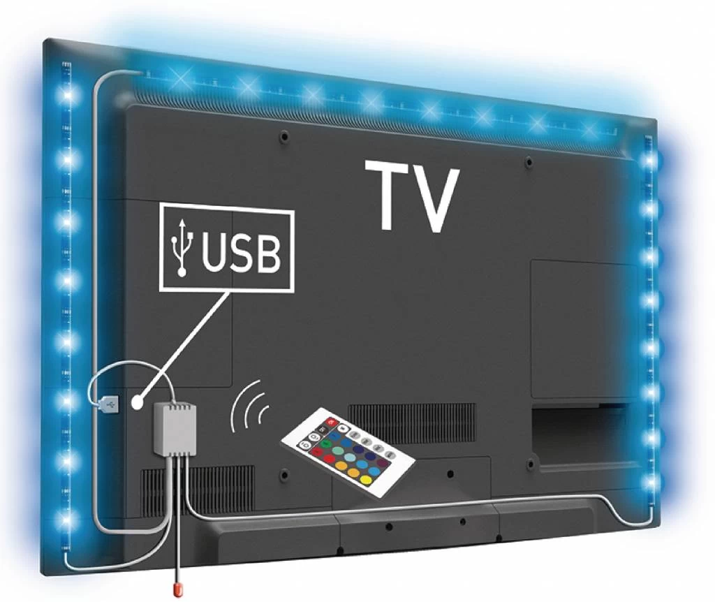 Konig Konig USB LED TV-strip Dimbaar 2 X 50 Cm 1 X 90 Cm - Multicolour