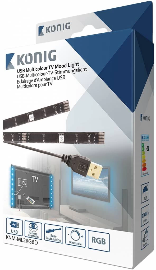 Konig Konig USB LED TV-strip Dimbaar 2 X 50 Cm - Multicolour - Afbeelding 3