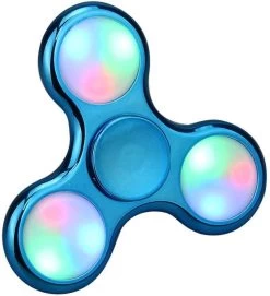 Merkloos LED Fidget Hand Spinner - Chroom Blauw