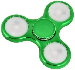 Merkloos LED Fidget Hand Spinner - Chroom Groen