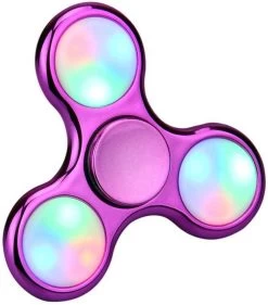 Merkloos LED Fidget Hand Spinner - Chroom Paars
