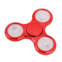 Merkloos LED Fidget Hand Spinner - Chroom Rood