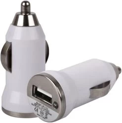 Merkloos Universele LED USB Mini Autolader / Car Charger Adapter White