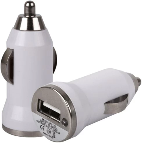 Merkloos Universele LED USB Mini Autolader / Car Charger Adapter White