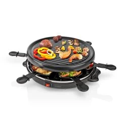Nedis Nedis FCRA200FBK6 Gourmetstel Voor 6 Personen (Raclette, Grill, 800W)