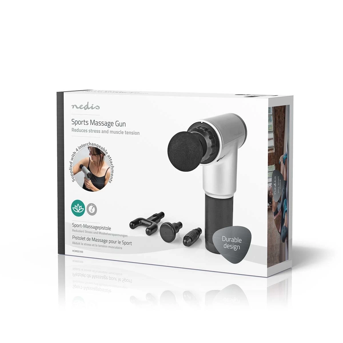 Nedis Nedis HCMSG100 Massage Gun (Klop En Compressiemassage, Oplaadbaar, 4 Opzetstukken) - Afbeelding 7