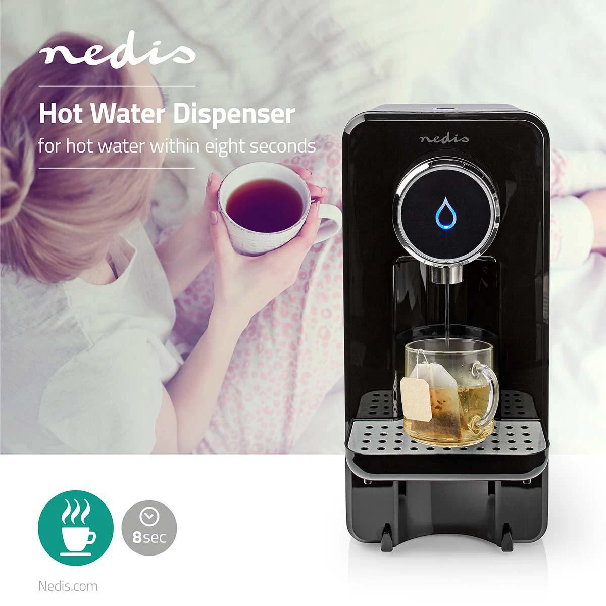 Nedis Nedis KAWD100FBK Heetwaterdispenser (Zwart, 2,5L) - Afbeelding 2
