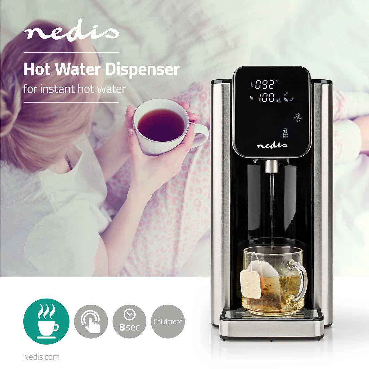 Nedis Nedis KAWD300FBK Heetwaterdispenser (2,7L, Digitaal) - Afbeelding 3