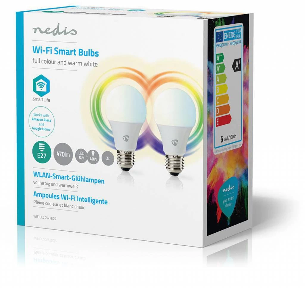 Nedis Nedis WIFILC20WTE27 E27 Smart LED Lampen Colours - 2-pack - Afbeelding 4