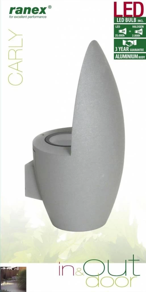 Ranex Ranex Carly LED Wandlamp Aluminium Glas - Grey - Afbeelding 2